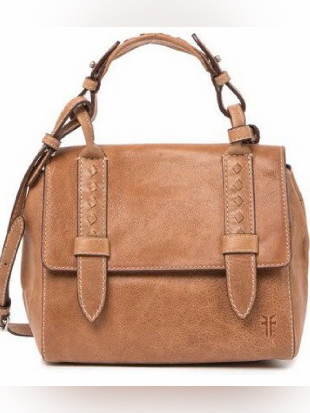 Frye Reed Mini Flap Satchel Tan Tan Leather Satchel Handbag - Women Bags
